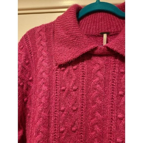 Free People | Every Cloud Pullover Sweater in Fuchsia Fizz, Preppy Coquette | L - Picture 13 of 13